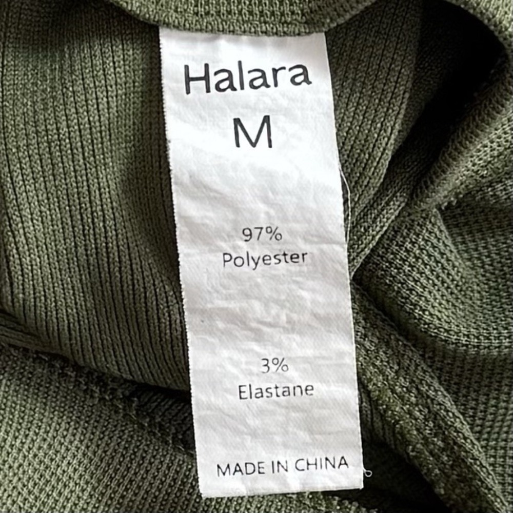 Halara Waffle Knit Overalls with Pockets Wide Leg Green Leisure Comfort Casual M - Picture 9 of 13